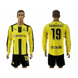 Dortmund #19 Grobkreutz Home Long Sleeves Soccer Club Jersey
