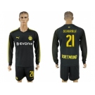 Dortmund #21 Schurrle Away Long Sleeves Soccer Club Jersey