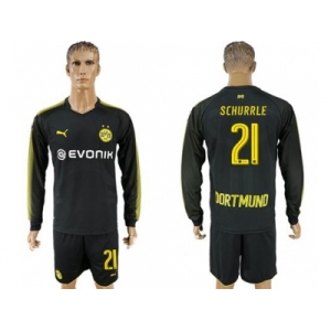 Dortmund #21 Schurrle Away Long Sleeves Soccer Club Jersey