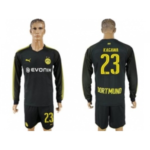 Dortmund #23 Kagawa Away Long Sleeves Soccer Club Jersey