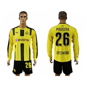 Dortmund #26 Piszczek Home Long Sleeves Soccer Club Jersey