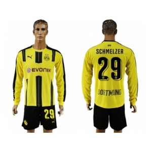 Dortmund #29 Schmelzer Home Long Sleeves Soccer Club Jersey