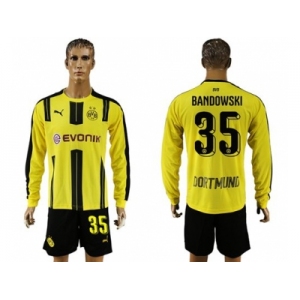 Dortmund #35 Bandowski Home Long Sleeves Soccer Club Jersey