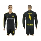 Dortmund #4 Subotic Away Long Sleeves Soccer Club Jersey