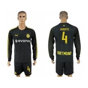 Dortmund #4 Subotic Away Long Sleeves Soccer Club Jersey