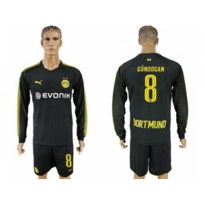 Dortmund #8 Gundogan Away Long Sleeves Soccer Club Jersey