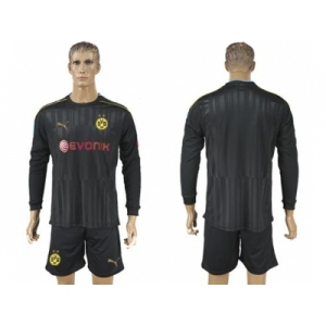 Dortmund Blank Black Long Sleeves Goalkeeper Soccer Club Jersey