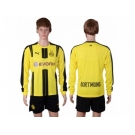 Dortmund Blank Home Long Sleeves Soccer Club Jersey