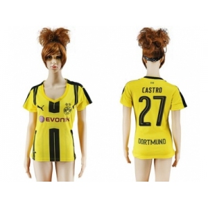 Women's Dortmund #27 Castro Home Soccer Club Jersey1