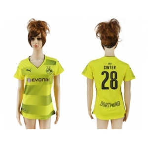 Women's Dortmund #28 Ginter Home Soccer Club Jersey