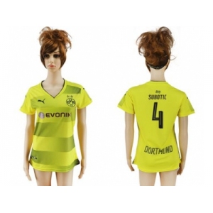 Women's Dortmund #4 Subotic Home Soccer Club Jersey