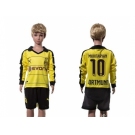 Dortmund #10 Mkhitaryan Home Long Sleeves Kid Soccer Club Jersey