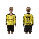 Dortmund #17 Aubameyang Home Long Sleeves Kid Soccer Club Jersey