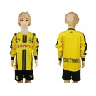 Dortmund Blank Home Long Sleeves Kid Soccer Club Jersey