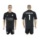 Leicester City #1 Schmeichel Black Goalkeeper Soccer Club Jersey