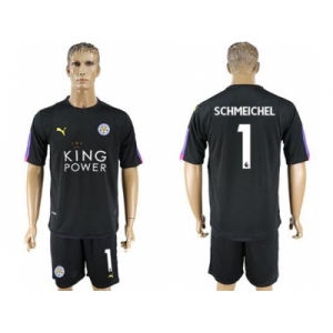 Leicester City #1 Schmeichel Black Goalkeeper Soccer Club Jersey