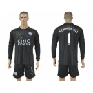 Leicester City #1 Schmeichel Black Long Sleeves Goalkeeper Soccer Club Jersey