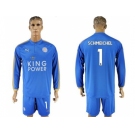 Leicester City #1 Schmeichel Home Long Sleeves Soccer Club Jersey