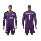 Leicester City #1 Schmeichel Purple Goalkeeper Long Sleeves Soccer Club Jersey