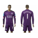 Leicester City #1 Schmeichel Purple Long Sleeves Goalkeeper Soccer Club Jersey