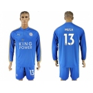 Leicester City #13 Musa Home Long Sleeves Soccer Club Jersey