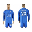 Leicester City #20 Okazaki Home Long Sleeves Soccer Club Jersey