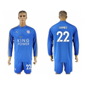 Leicester City #22 James Home Long Sleeves Soccer Club Jersey