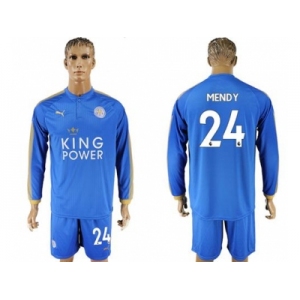 Leicester City #24 Mendy Home Long Sleeves Soccer Club Jersey