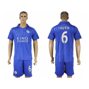 Leicester City #6 Huth Home Soccer Club Jersey