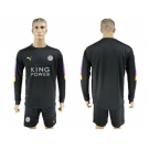 Leicester City Blank Black Goalkeeper Long Sleeves Soccer Club Jersey