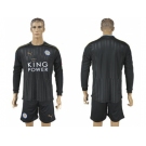 Leicester City Blank Black Long Sleeves Goalkeeper Soccer Club Jersey