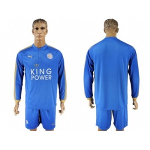 Leicester City Blank Home Long Sleeves Soccer Club Jersey