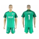 Tottenham Hotspur #1 Lloris Green Goalkeeper Soccer Club Jersey