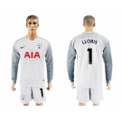 Tottenham Hotspur #1 Lloris White Goalkeeper Long Sleeves Soccer Club Jersey