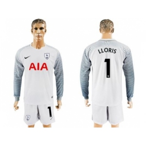 Tottenham Hotspur #1 Lloris White Goalkeeper Long Sleeves Soccer Club Jersey