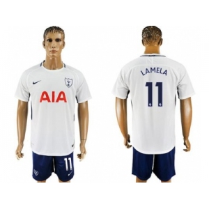 Tottenham Hotspur #11 Lamela White Blue Soccer Club Jersey