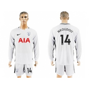 Tottenham Hotspur #14 Nkoudou Home Long Sleeves Soccer Club Jersey