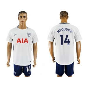 Tottenham Hotspur #14 Nkoudou White Blue Soccer Club Jersey