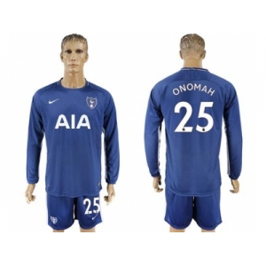 Tottenham Hotspur #25 Onomah Away Long Sleeves Soccer Club Jersey