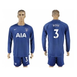 Tottenham Hotspur #3 Rose Away Long Sleeves Soccer Club Jersey