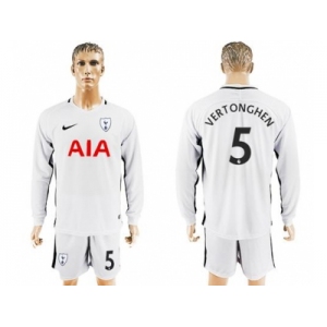 Tottenham Hotspur #5 Vertonghen Home Long Sleeves Soccer Club Jersey