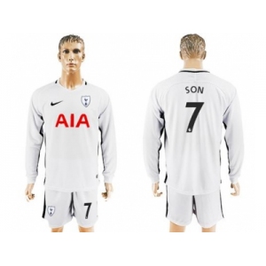 Tottenham Hotspur #7 Son Home Long Sleeves Soccer Club Jersey