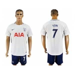 Tottenham Hotspur #7 Son White Blue Soccer Club Jersey