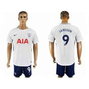 Tottenham Hotspur #9 Janssen White Blue Soccer Club Jersey