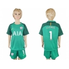 Tottenham Hotspur #1 LLORIS Green Goalkeeper Kid Soccer Club Jersey