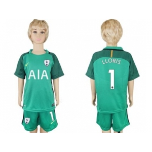 Tottenham Hotspur #1 LLORIS Green Goalkeeper Kid Soccer Club Jersey