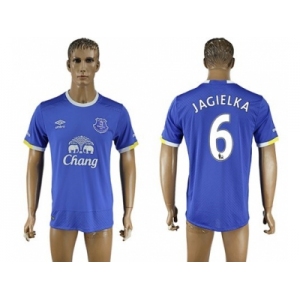 Everton #6 Jagielka Home Soccer Club Jersey3