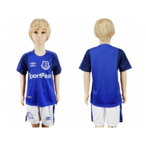 Everton Blank Home Kid Soccer Club Jersey