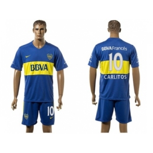 Boca Juniors #10 Carlitos Home Soccer Club Jersey3
