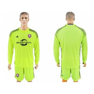 Orlando City SC Blank Shiny Green Long Sleeves Goalkeeper Soccer Club Jersey